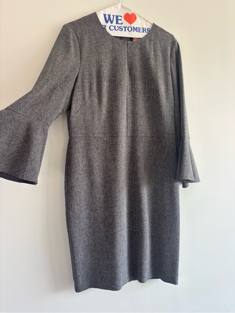 Ann Taylor Factory Gray Bell-Sleeve Sheath Dress